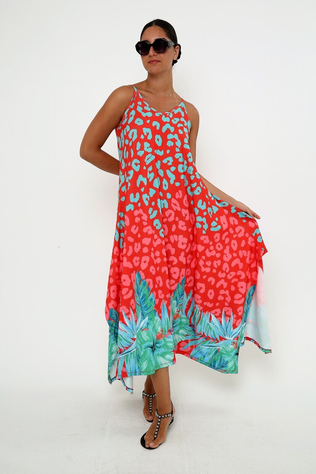 Women's Wild Tropics Viscose Sundress Spaghetti Strap Maxi dress