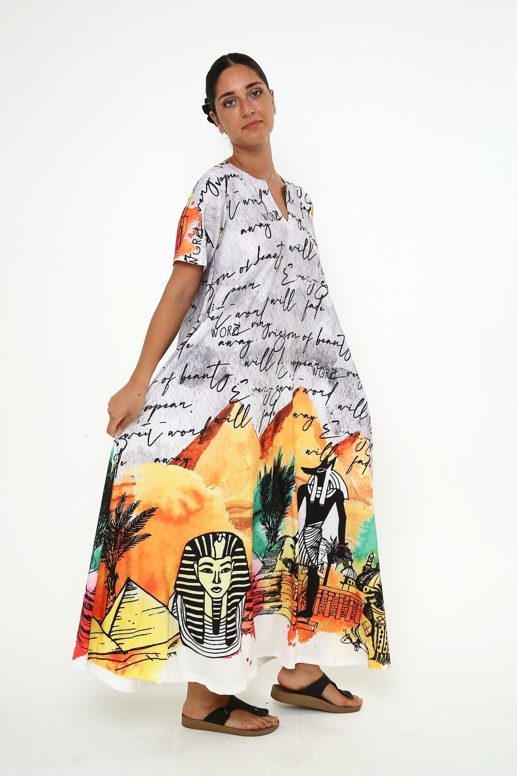 Women's Desert Dreams Egyptian-Inspired Viscose Half Sleeve Maxi Dress