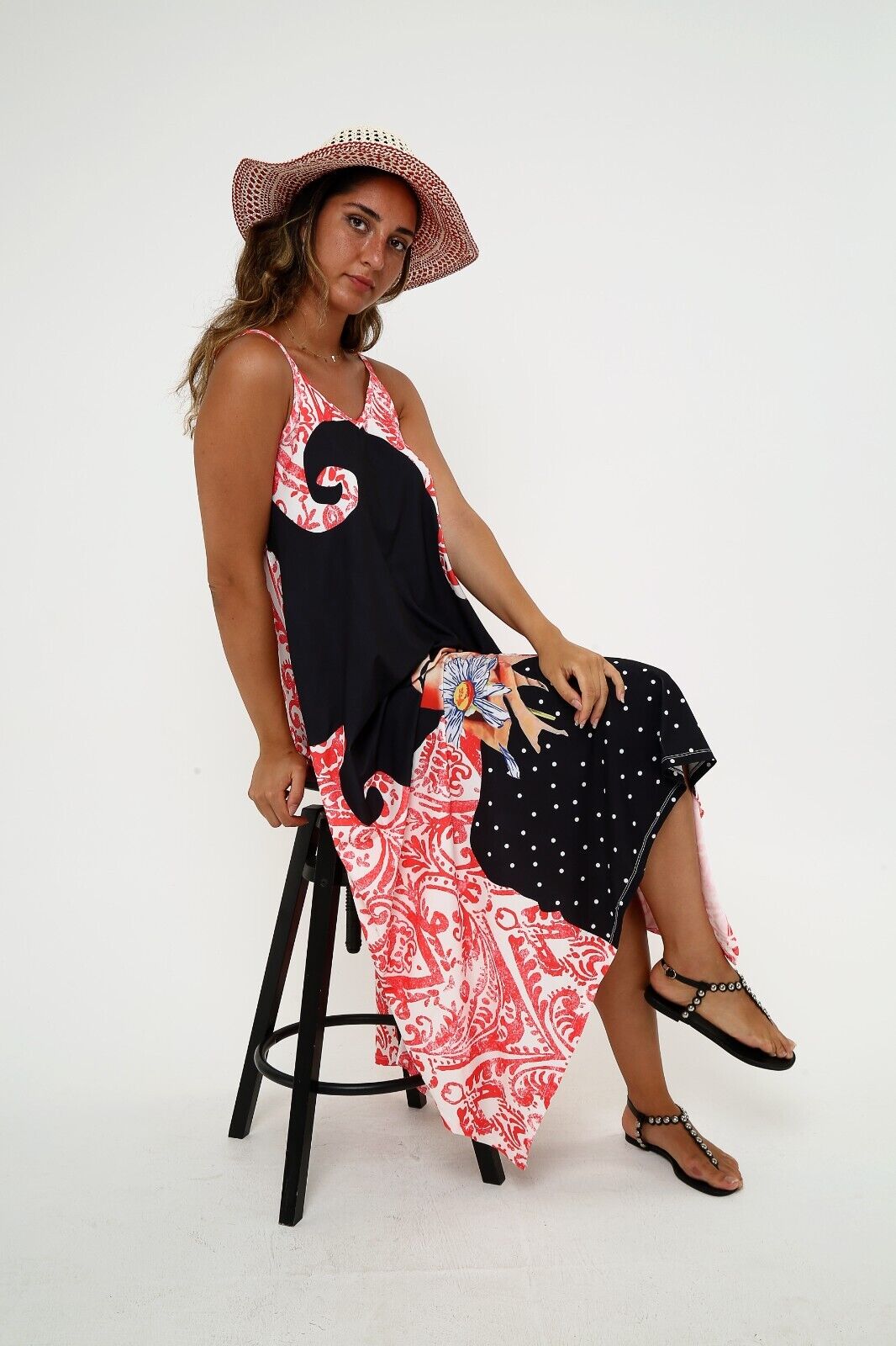 Women's Bohemian Art Print Maxi Spaghetti Strap Maxi dress