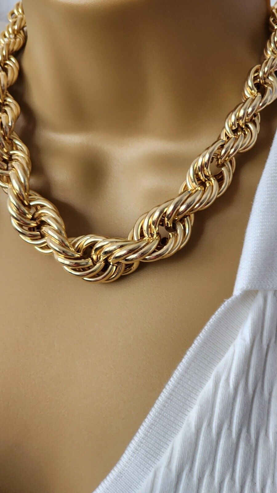 Silver or Gold Plated Rope Chain Dookie Necklace