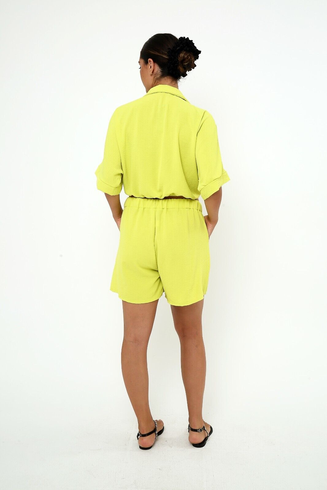 Women's Yellow Two-Piece Set set. Summer lounge . Short and blouse set