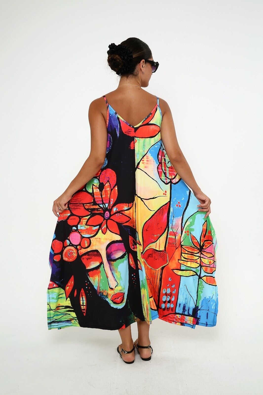 Women's Pop Art Vibrance Dress Spaghetti Strap Maxi Dress