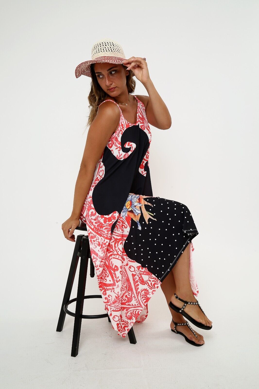 Women's Bohemian Art Print Maxi Spaghetti Strap Maxi dress