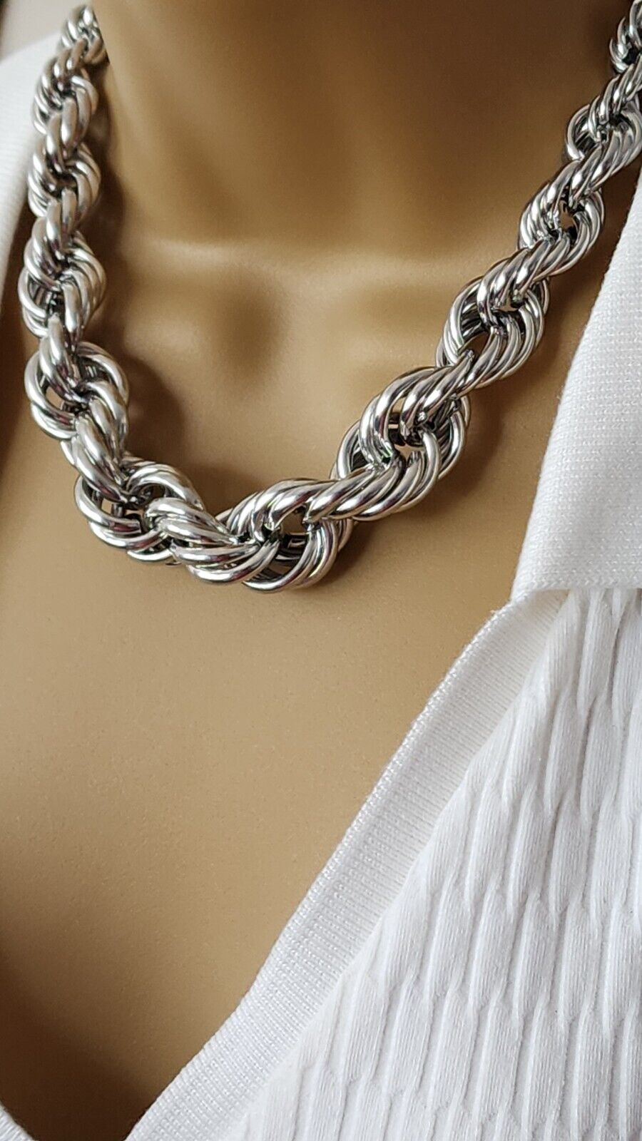 Silver or Gold Plated Rope Chain Dookie Necklace