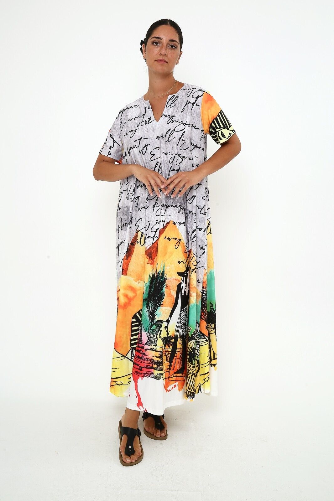 Women's Desert Dreams Egyptian-Inspired Viscose Half Sleeve Maxi Dress