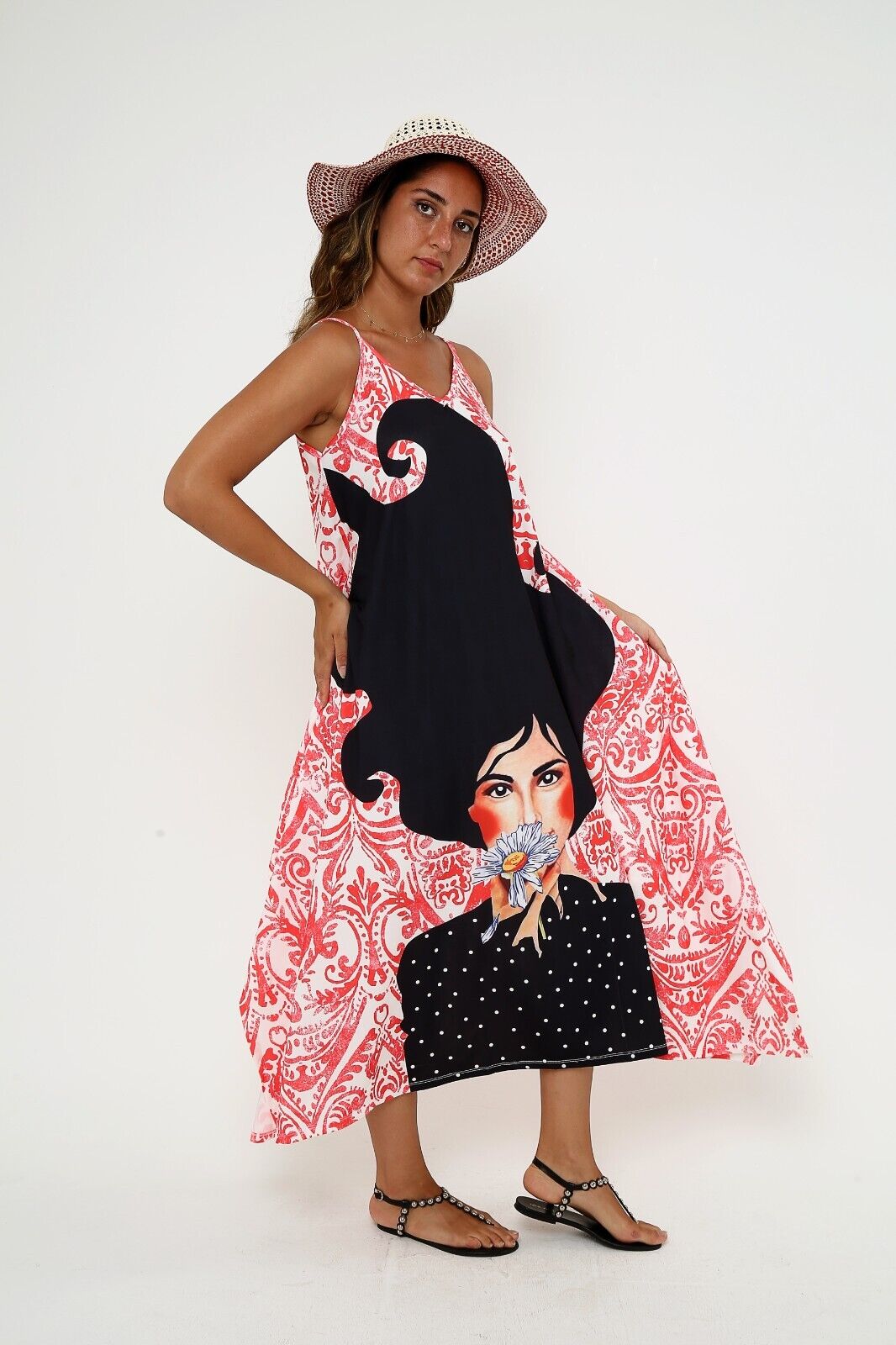 Women's Bohemian Art Print Maxi Spaghetti Strap Maxi dress