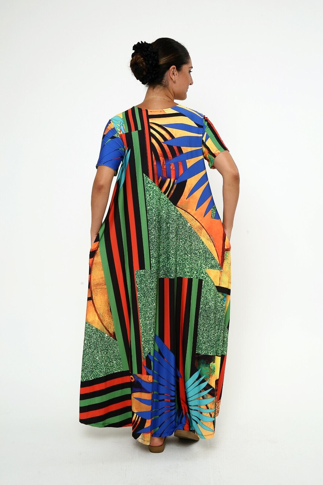 Women's Ancient Egyptian Pharaoh Graphic Maxi Dress ,Short Sleeve