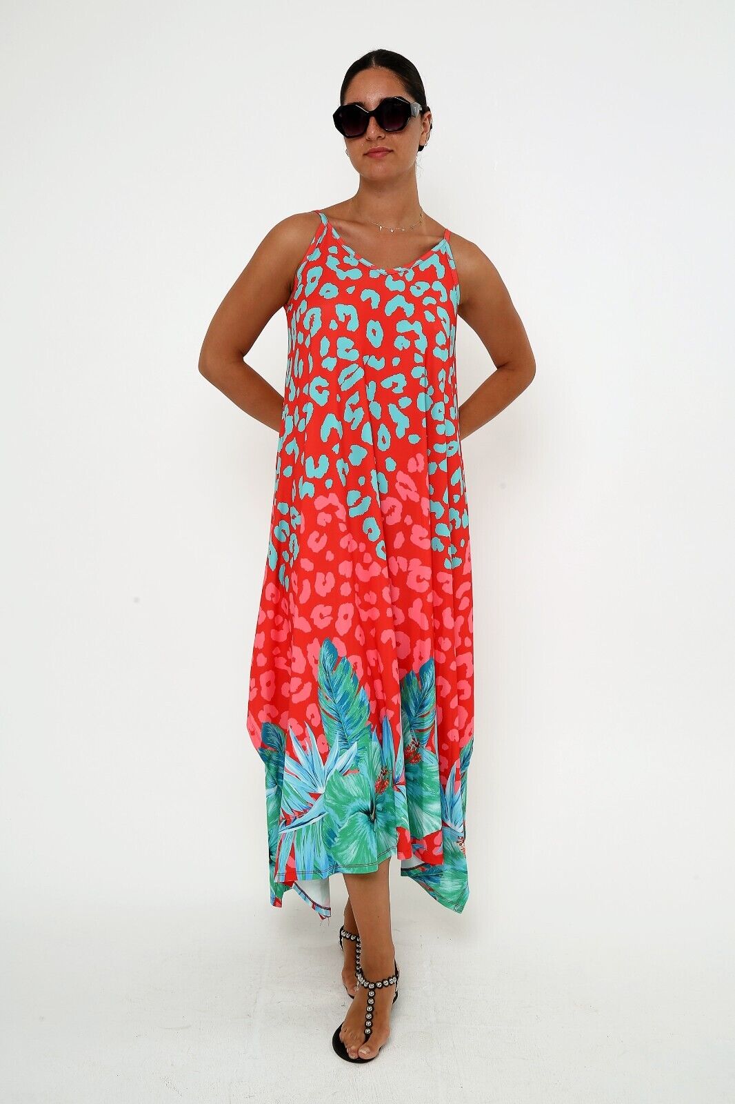 Women's Wild Tropics Viscose Sundress Spaghetti Strap Maxi dress