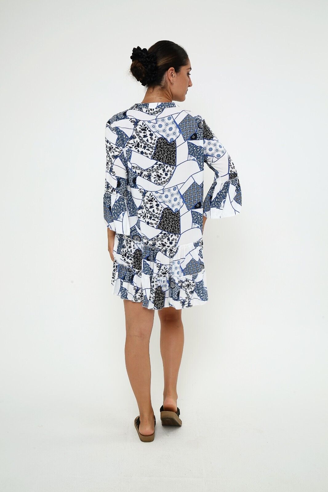 Women's Patchwork Print Viscose A-Line Dress