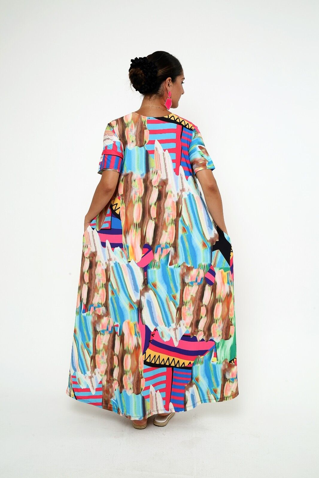 Women's Vibrant Egyptian Pharaoh Maxi Dress - Bold Colorful Print, Flowy Viscose