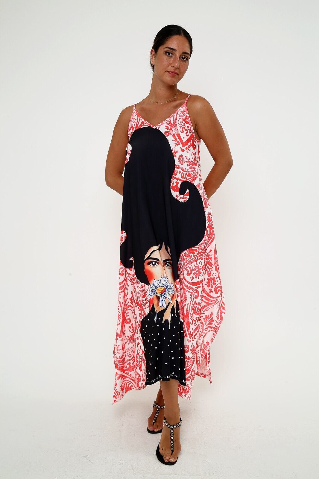 Women's Bohemian Art Print Maxi Spaghetti Strap Maxi dress