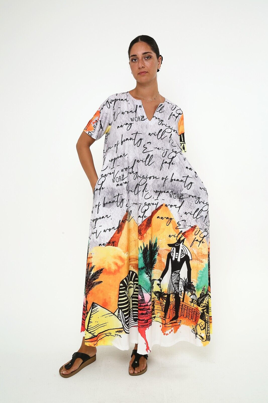 Women's Desert Dreams Egyptian-Inspired Viscose Half Sleeve Maxi Dress