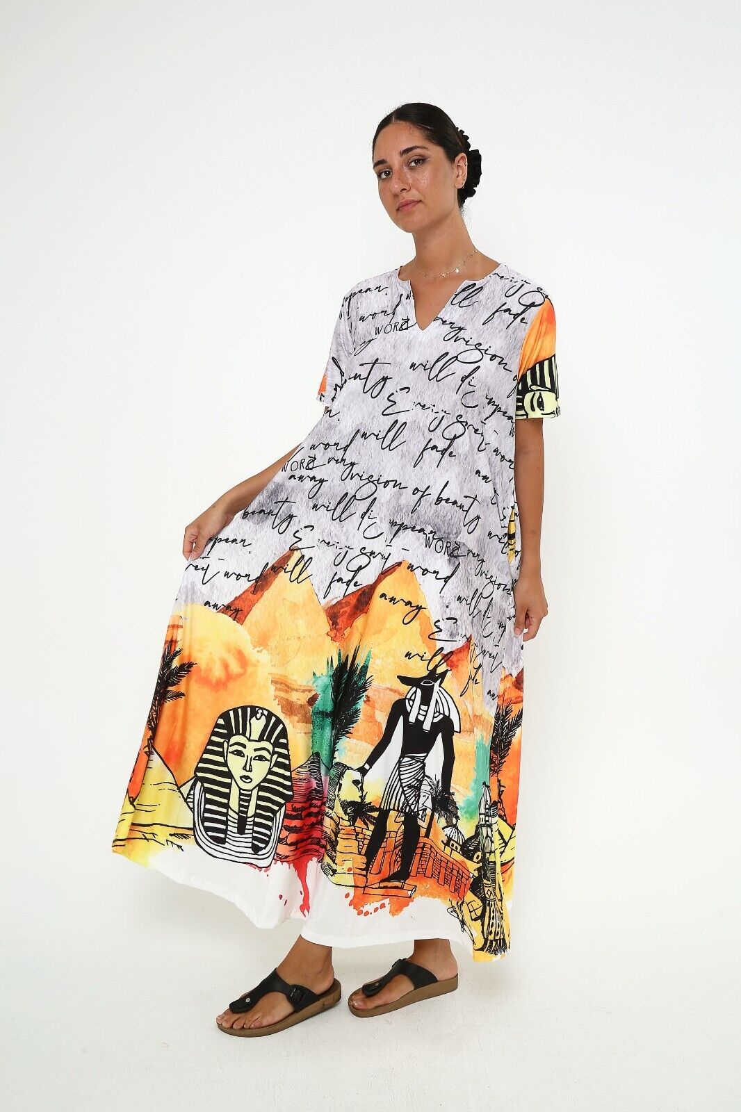 Women's Desert Dreams Egyptian-Inspired Viscose Half Sleeve Maxi Dress