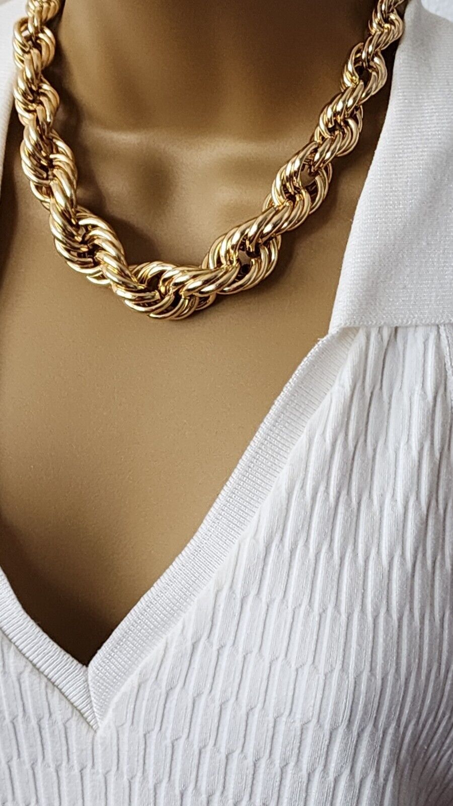 Silver or Gold Plated Rope Chain Dookie Necklace