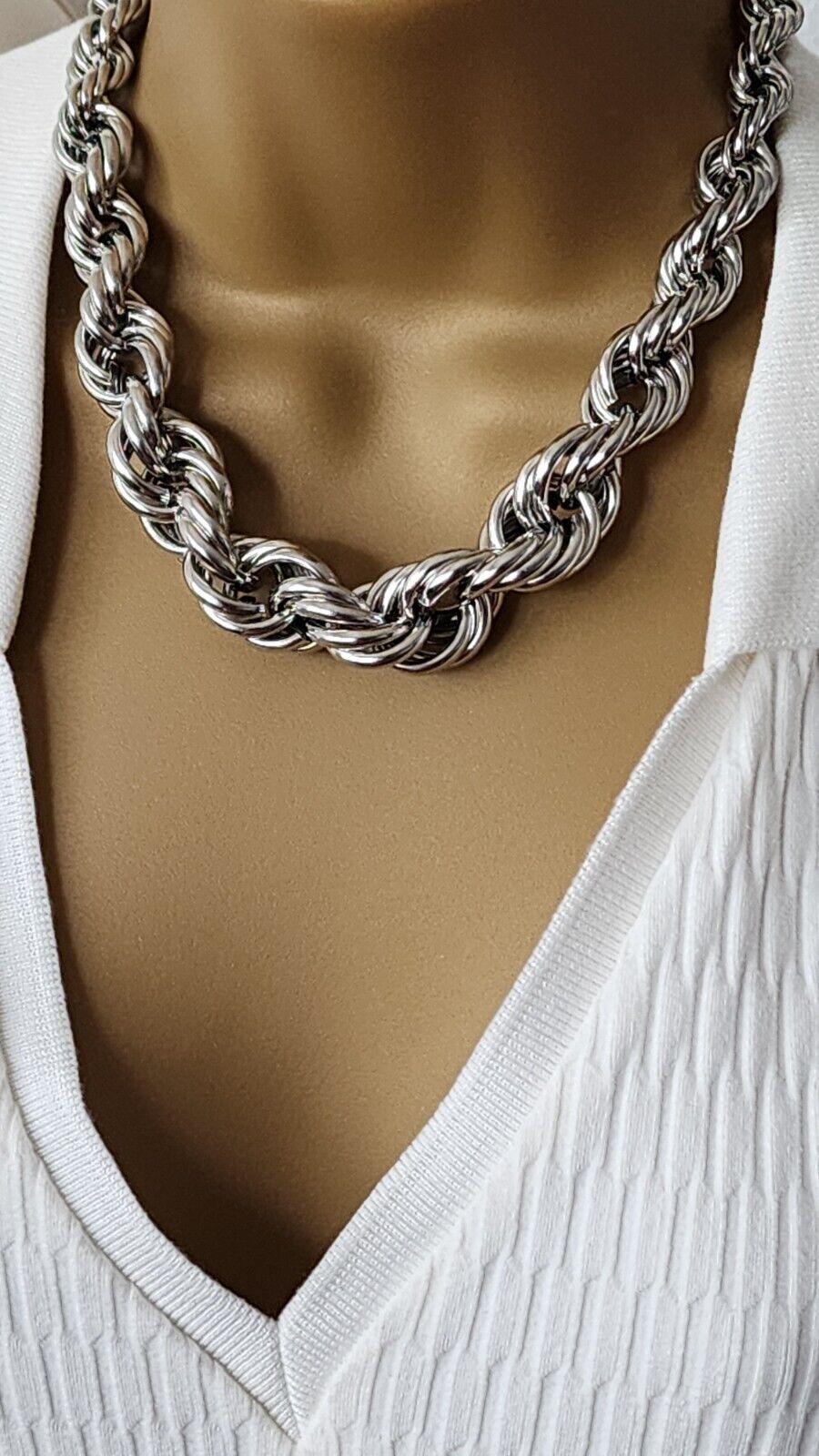 Silver or Gold Plated Rope Chain Dookie Necklace