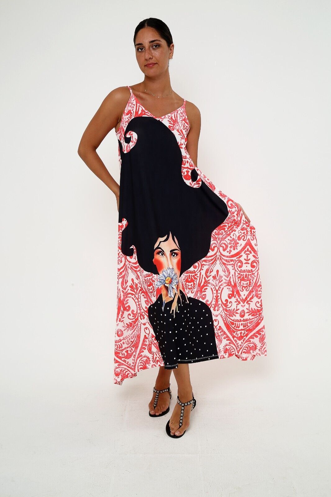 Women's Bohemian Art Print Maxi Spaghetti Strap Maxi dress