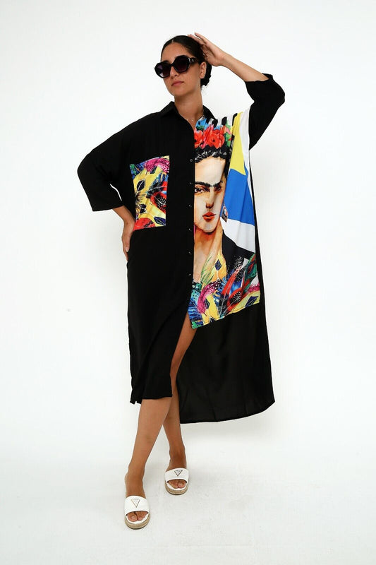 frida kahlo shirt dress Frida Kahlo Pop Art Frida Kahlo A-Line Dress by FridaArtGallery